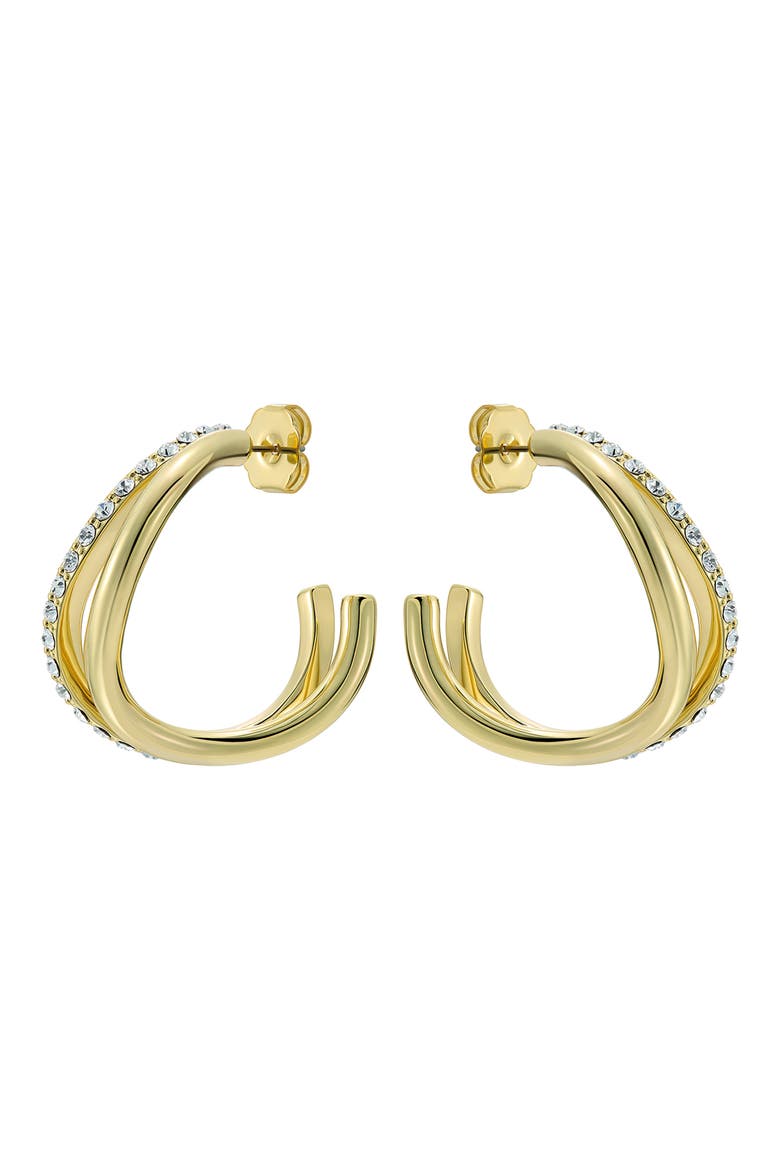 Large Wayva Pavé Crystal Hoop Earrings, Alternate, color, GOLD TONE / CLEAR CRYSTAL