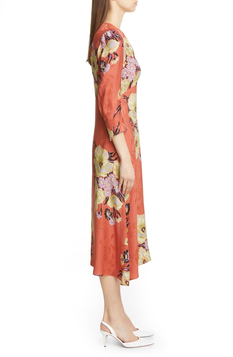 Etro Floral Jacquard A-Line Midi Dress, Alternate, color, 
