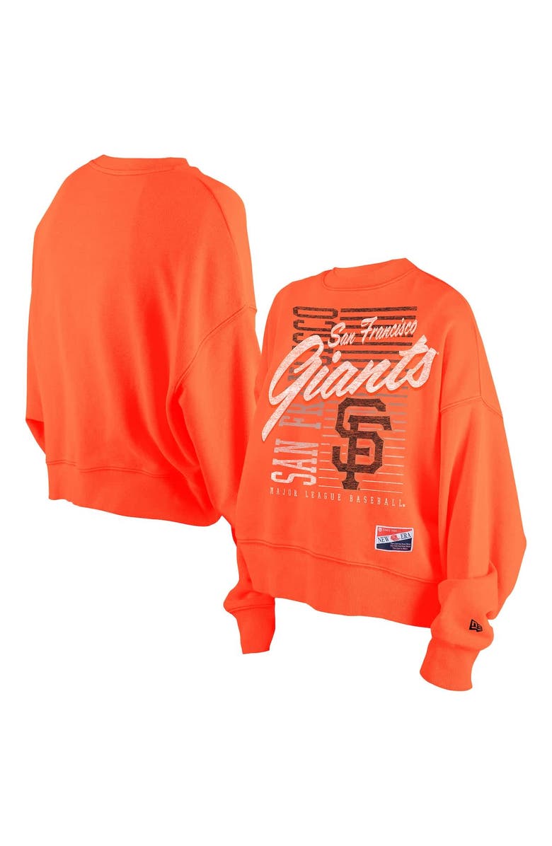 New Era Women's New Era Orange San Francisco Giants Boxy Mineral Wash Dolmen Sleeve Cropped Sweatshirt, Alternate, color, 