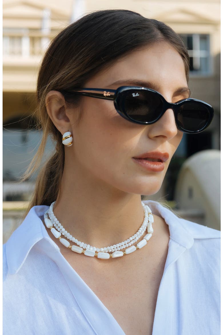 Freshwater Pearl Three Strand Necklace, Alternate, color, PEARL WHITE