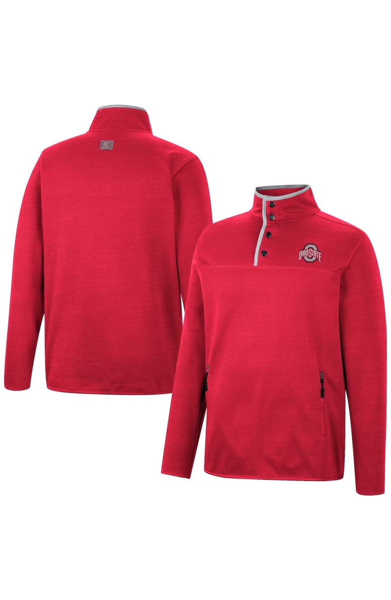 COLOSSEUM Men's Colosseum Scarlet Ohio State Buckeyes Rebound Quarter-Snap Jacket, Main, color,