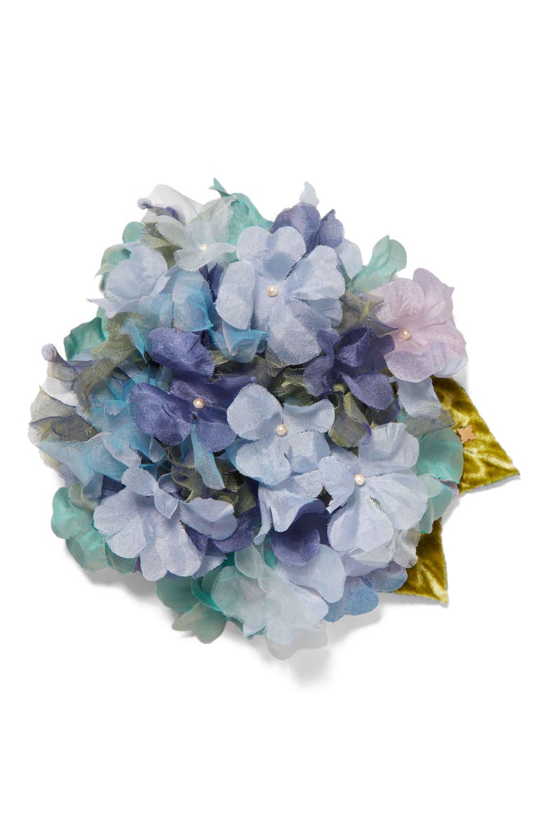 Helena Simon The Blue Hydrangea Floral Brooch, Main, color, Blue
