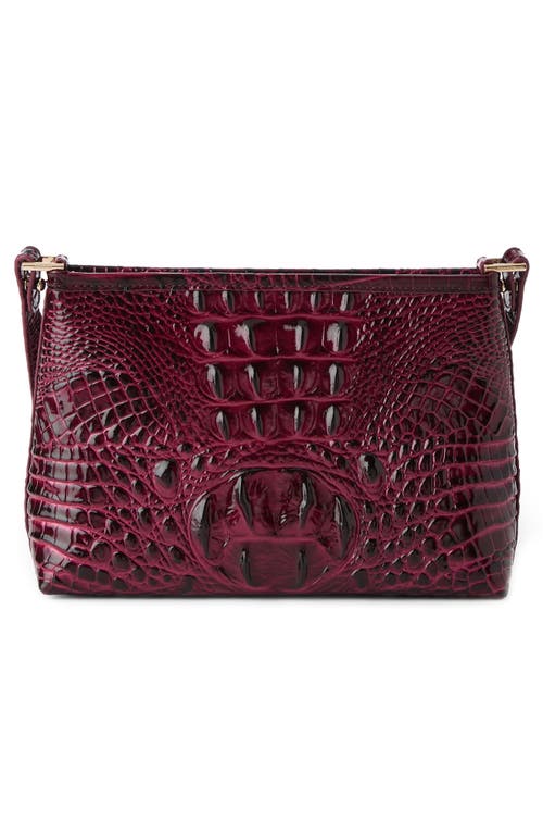 Brahmin Lorelei Croc Embossed Leather Shoulder Bag In Burgundy