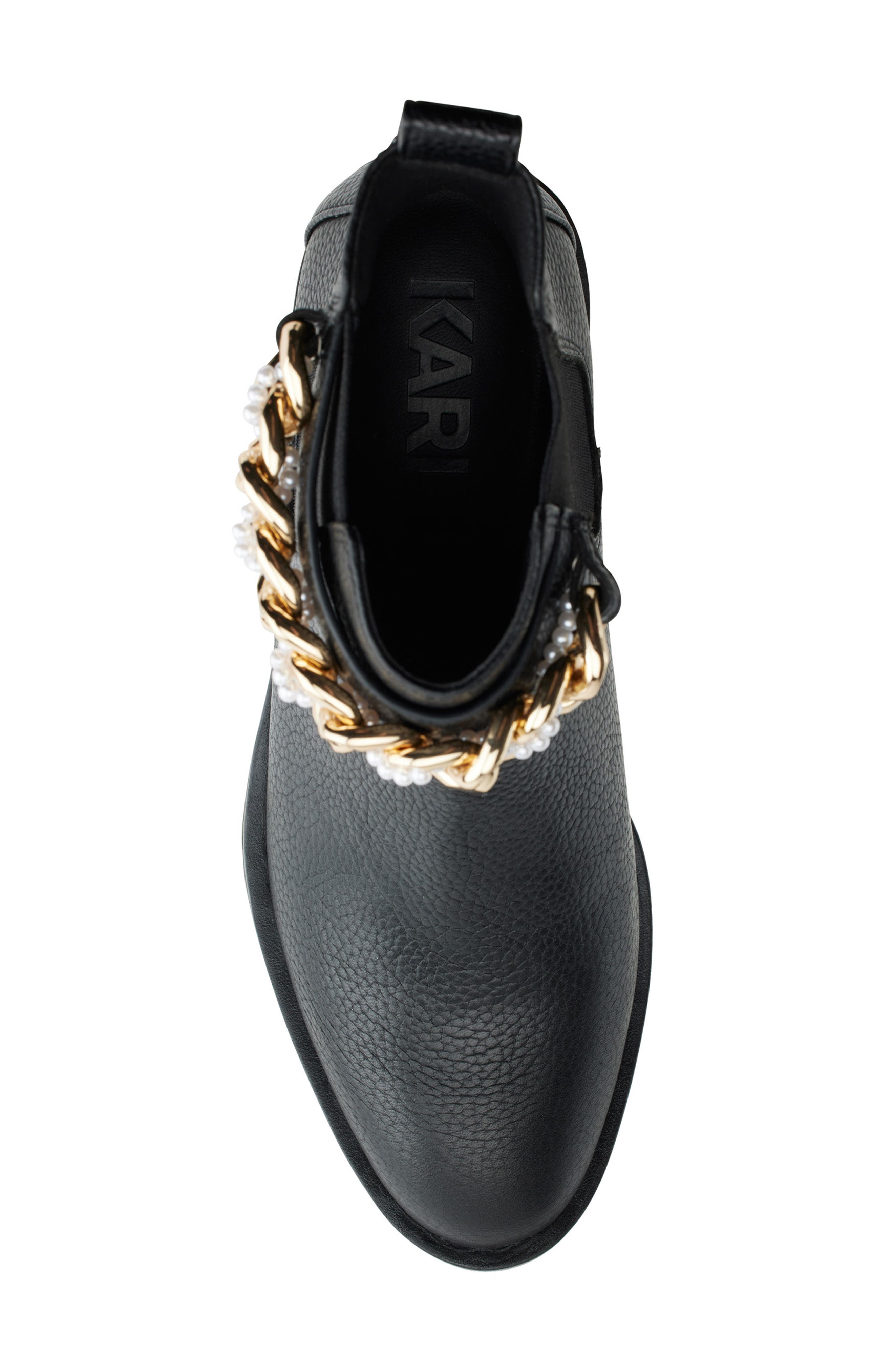 Porshay Lug Sole Bootie, Alternate, color, BLACK GOLD CHAIN