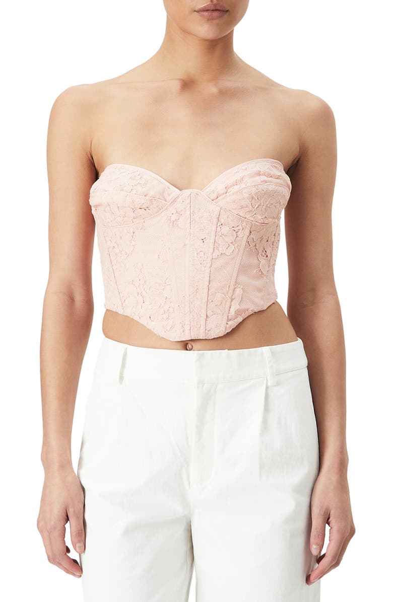 Bardot Ellie Floral Lace Corset Top, Main, color, 