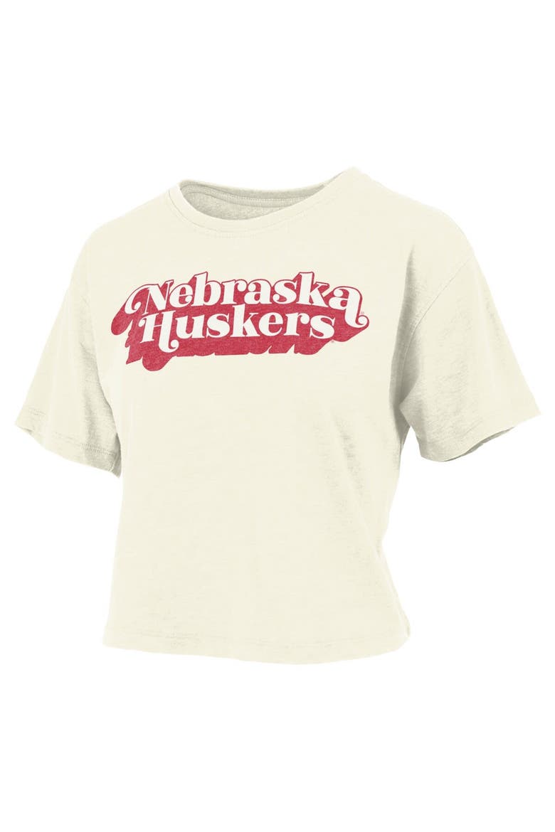Women's Pressbox White Nebraska Huskers Vintage Easy Team Name Waist-Length T-Shirt, Main, color, White