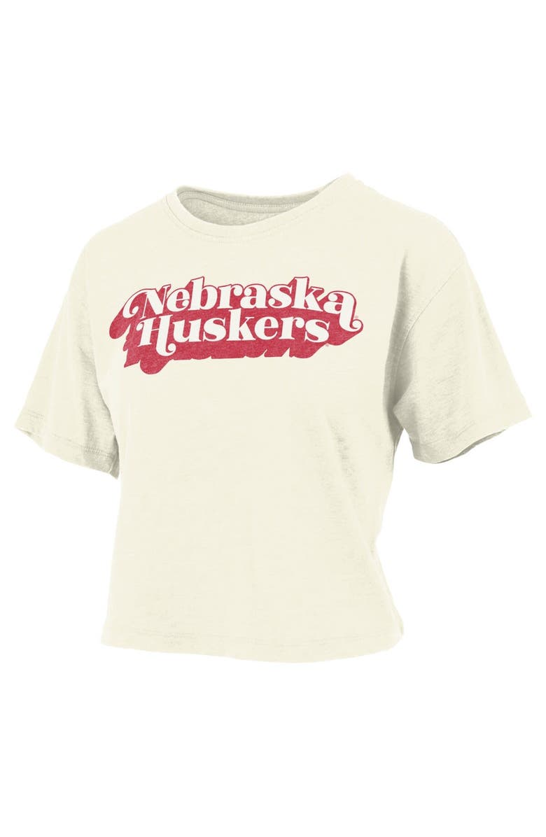 PRESSBOX Women's Pressbox White Nebraska Huskers Vintage Easy Team Name Waist-Length T-Shirt, Main, color, White