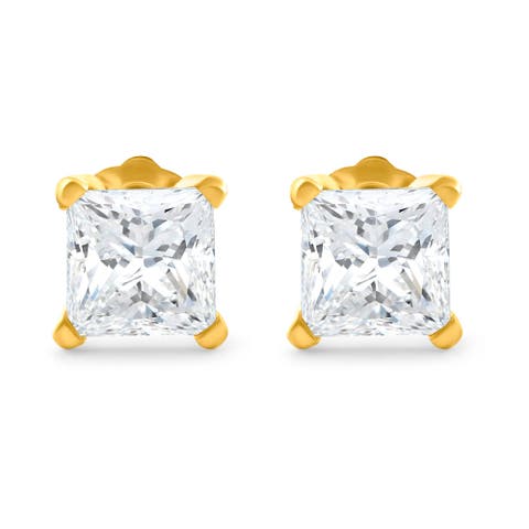 1 1/4Ct Princess Cut Diamond Studs in 14k or Gold Lab Grown