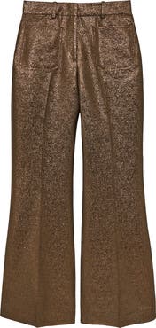 Reiss Sienna Metallic Patch Pocket Flare Leg Pants