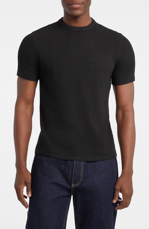 Ribbed Stretch Cotton T-Shirt