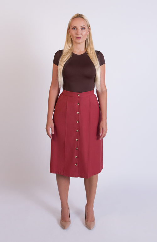 Aam The Label The Wool Midi Skirt In Brown