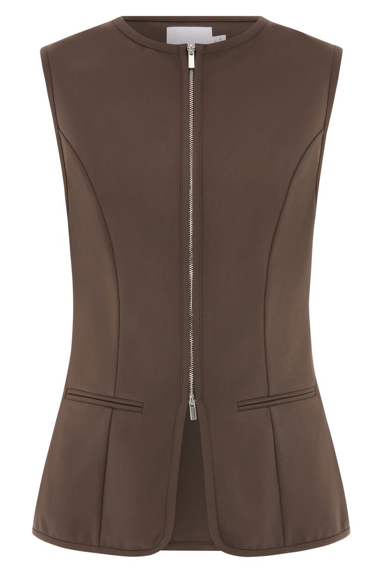 Miguel Zip Ponte Vest, Alternate, color, BROWN