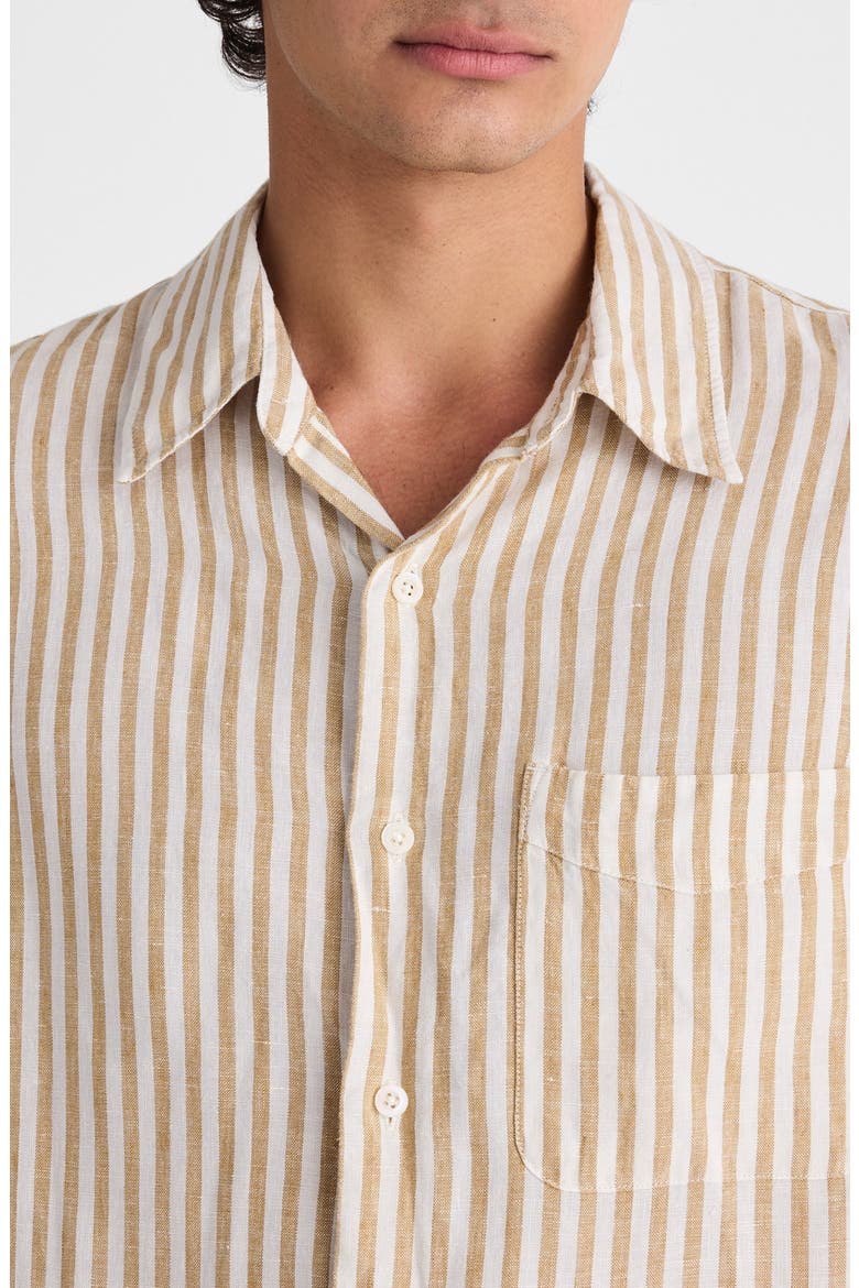 Short Sleeve Linen Shirt, Alternate, color, GOLDEN KHAKI