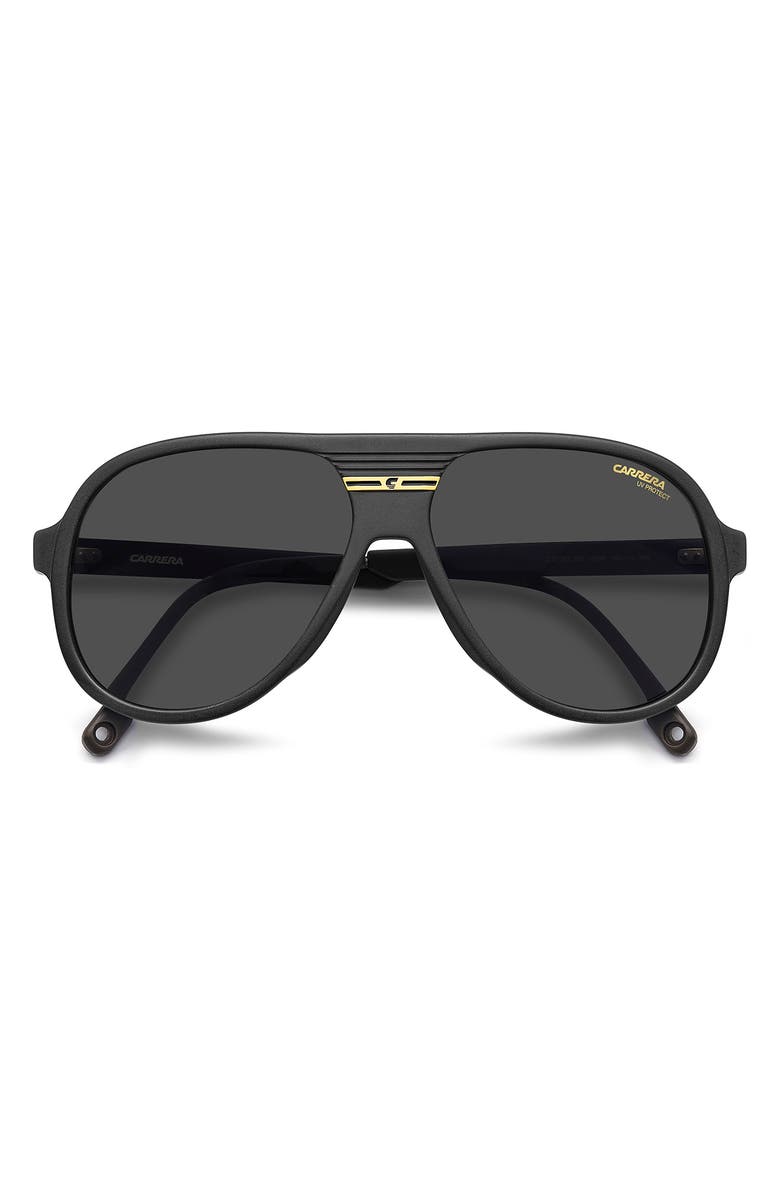 Carrera Eyewear Sport 59mm Pilot Sunglasses, Alternate, color, Matte Black Gold/ Grey