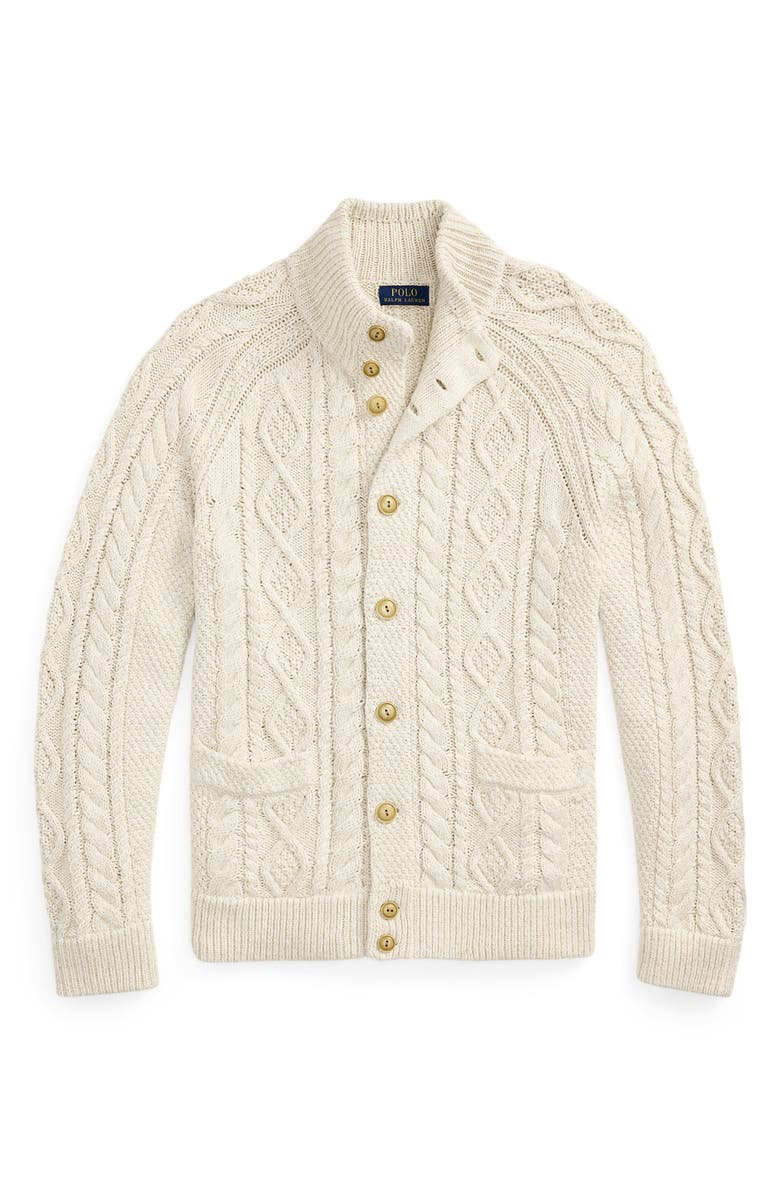 Polo Ralph Lauren Aran Marl Cotton Cardigan, Alternate, color, 