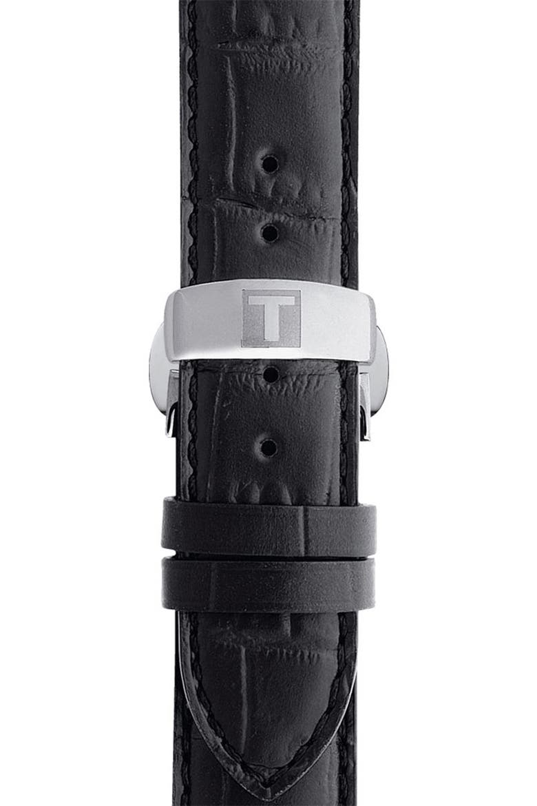 19mm Black Croc Embossed Leather Watch Strap, Alternate, color, BLACK