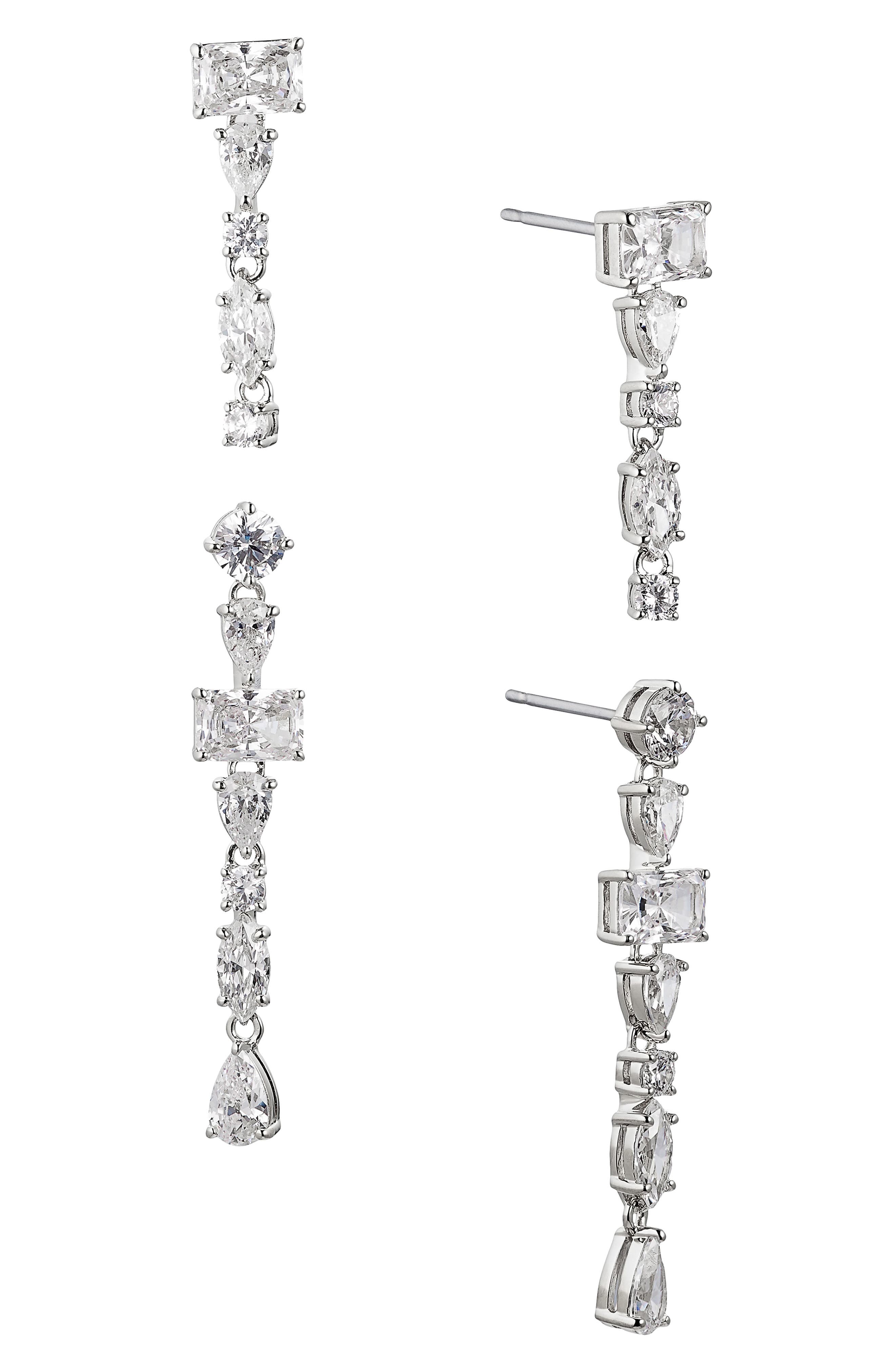 Nadri Set of 2 RSVP Cubic Zirconia Linear Drop Earrings