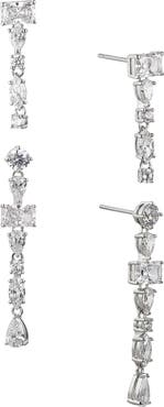 Nadri Set of 2 RSVP Cubic Zirconia Linear Drop Earrings