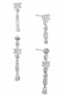 Nadri Set of 2 RSVP Cubic Zirconia Linear Drop Earrings