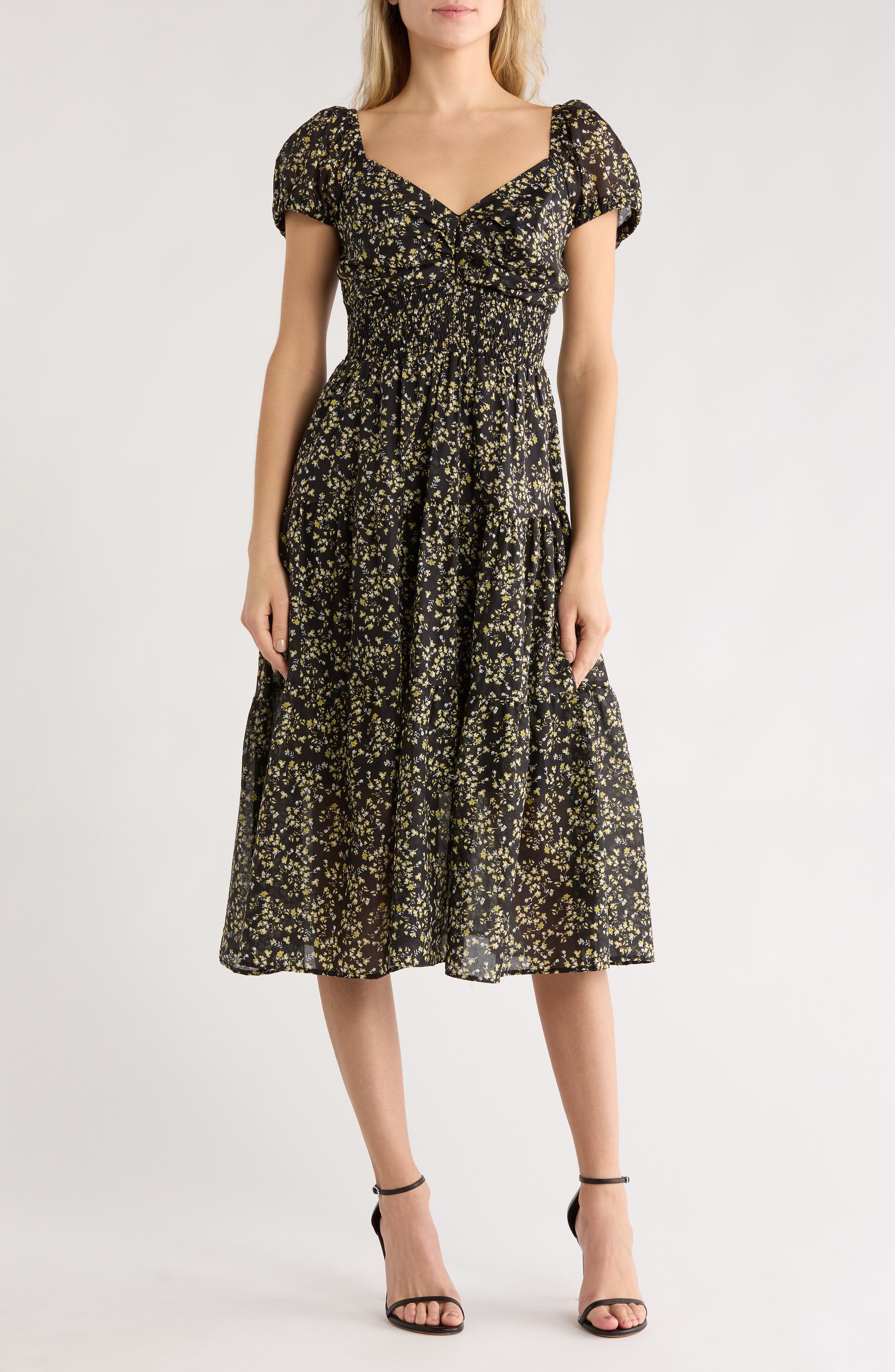 MELLODAY Ditsy Print Midi Dress