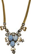 MADISON BEVERLY HILLS Leo Glass Vintage Rhinestone Necklace Gold Tone Chain Elegant Jewelry 16"