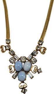 MADISON BEVERLY HILLS Leo Glass Vintage Rhinestone Necklace Gold Tone Chain Elegant Jewelry 16"