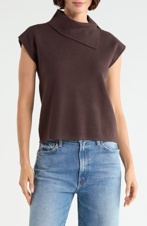 Envelope Neck Sleeveless Sweater