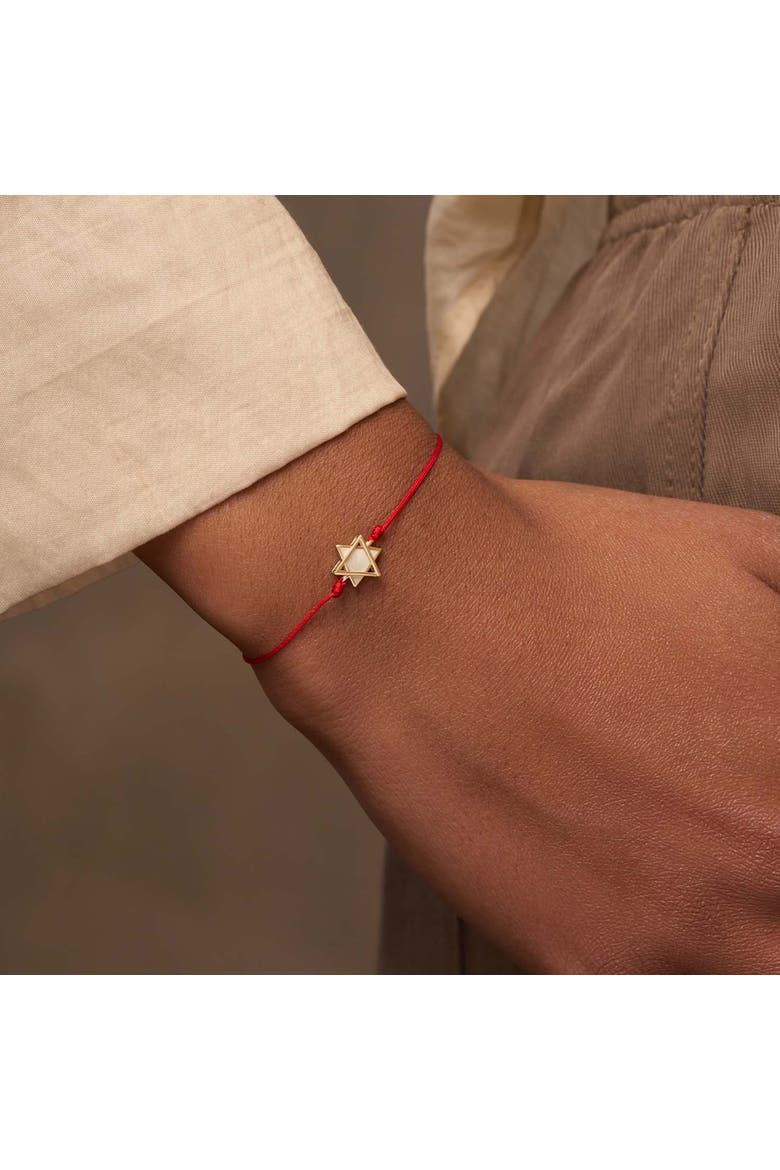 Divinely Blessed Mother of Pearl Star of David Red String Bracelet, Alternate, color, Red