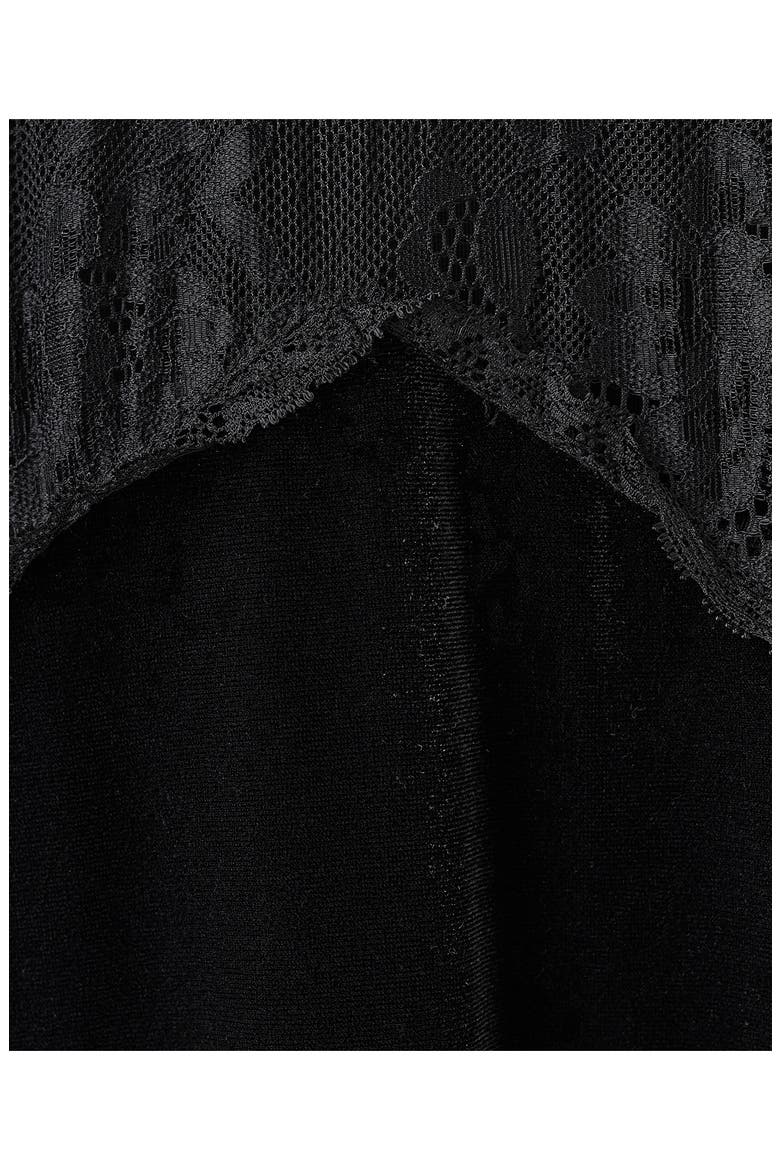 Lace Trim Velvet Maxi Dress, Alternate, color, BLACK