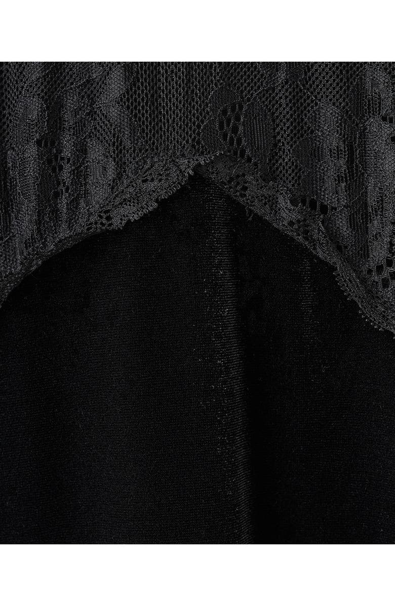 MANGO TEEN Lace Trim Velvet Maxi Dress, Alternate, color, Black