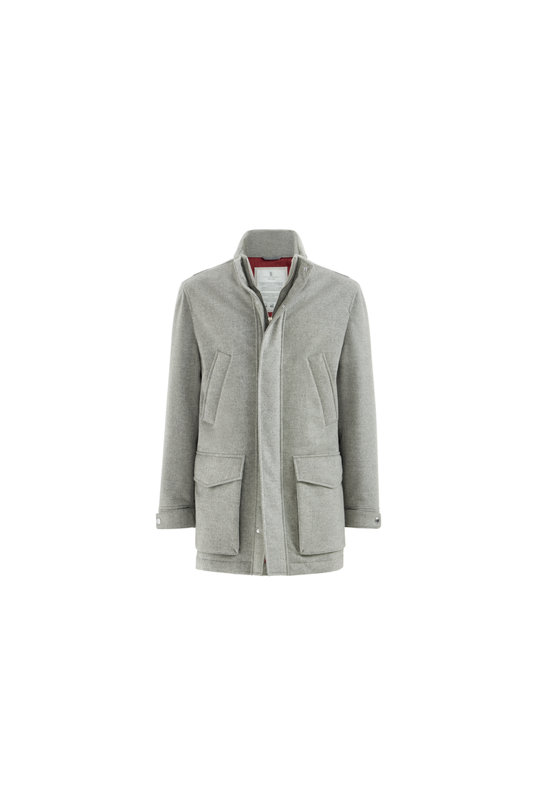 Bonded cashmere beaver cloth parka with Thermore® padding and packable hood, Alternate, color, Pearl Grey