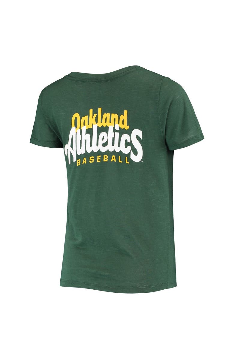 New Era Women's New Era Green Oakland Athletics 2-Hit Front Twist Burnout T-Shirt, Alternate, color,