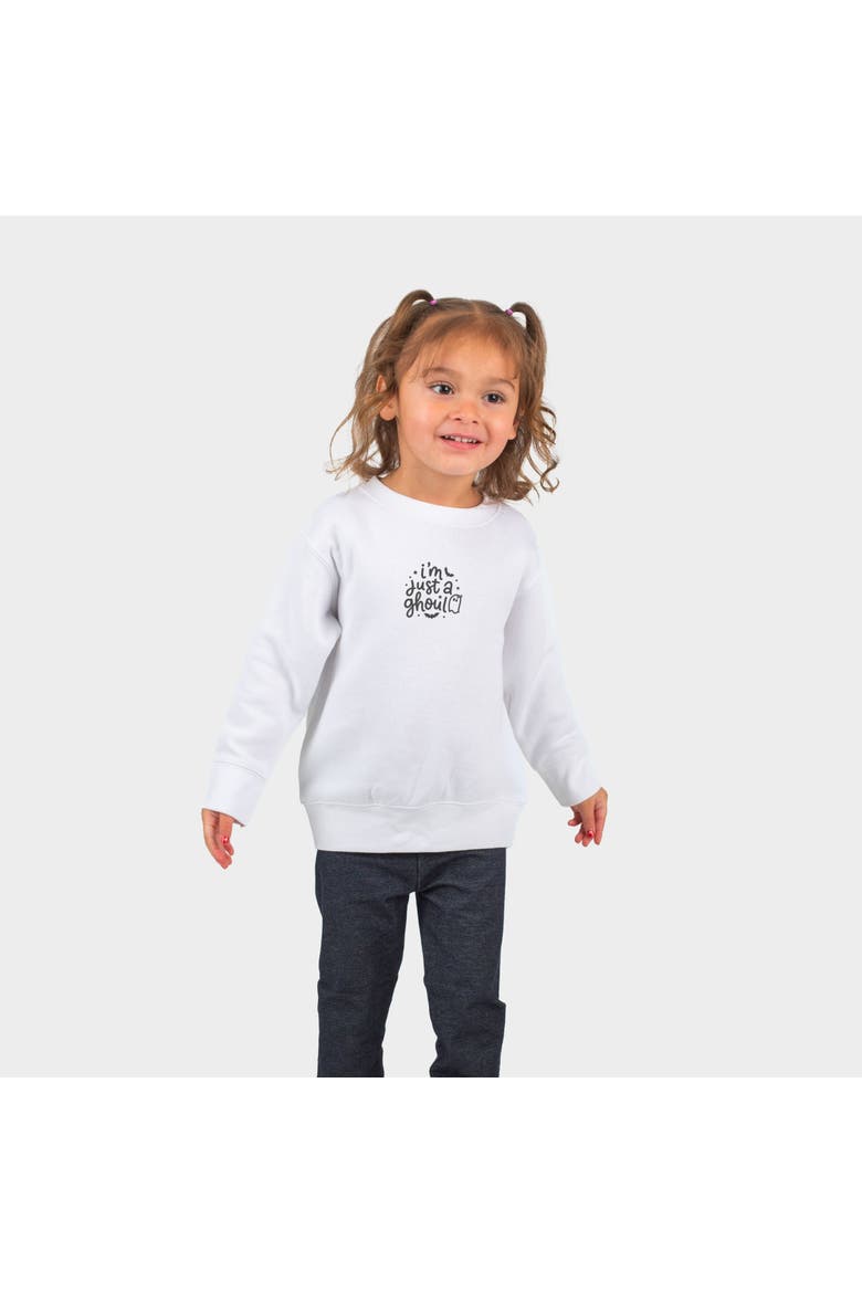 I'm Just A Ghoul Toddler Graphic Sweatshirt, Main, color, White