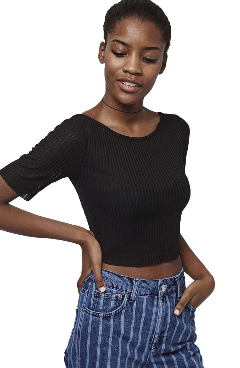 Topshop Raw Edge Crop Tee, Alternate, color, 