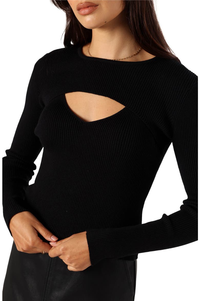 Jupiter Cutout Rib Sweater, Alternate, color, BLACK