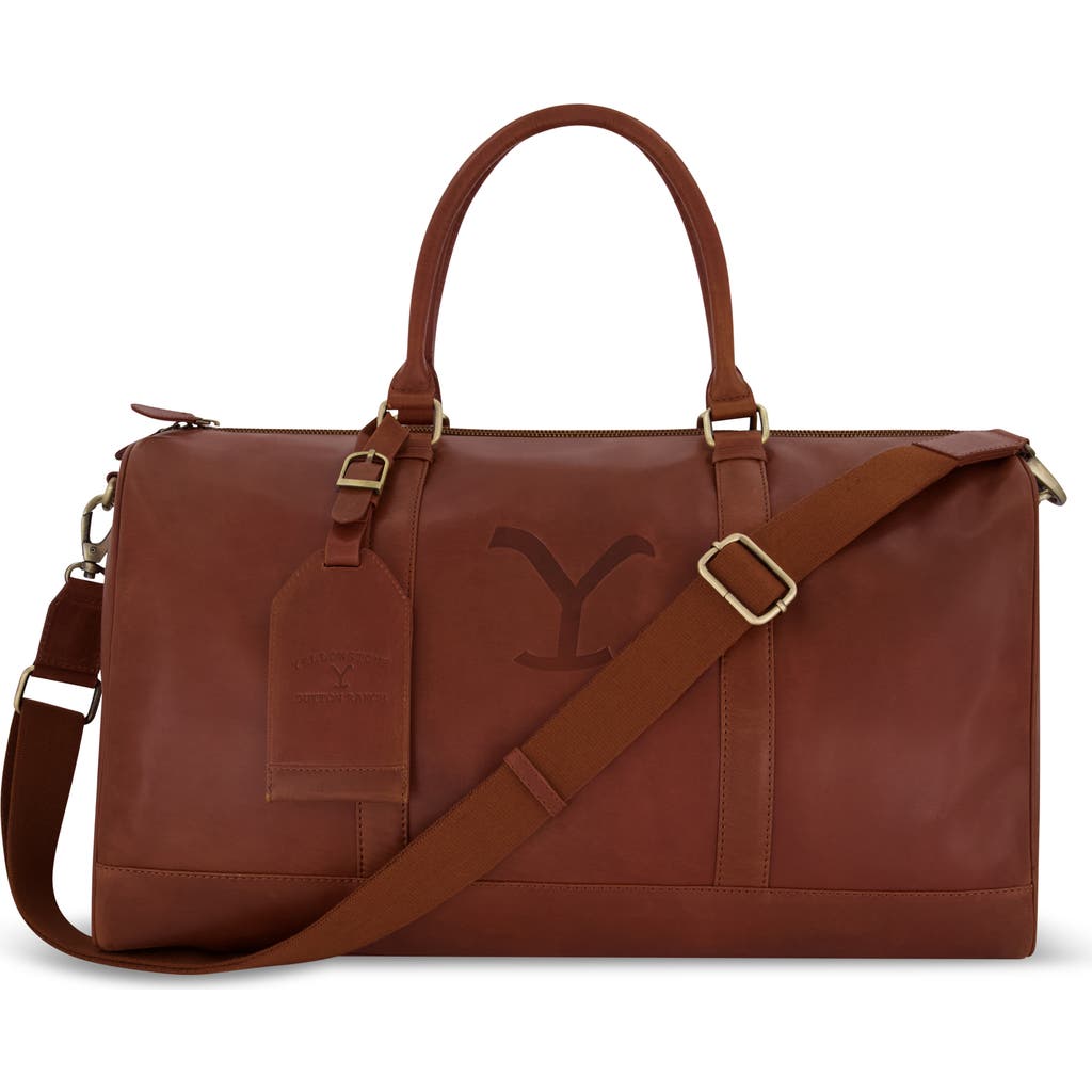 Yellowstone Genuine Leather 21 Inch Duffle, With Burnished Gold Detailing