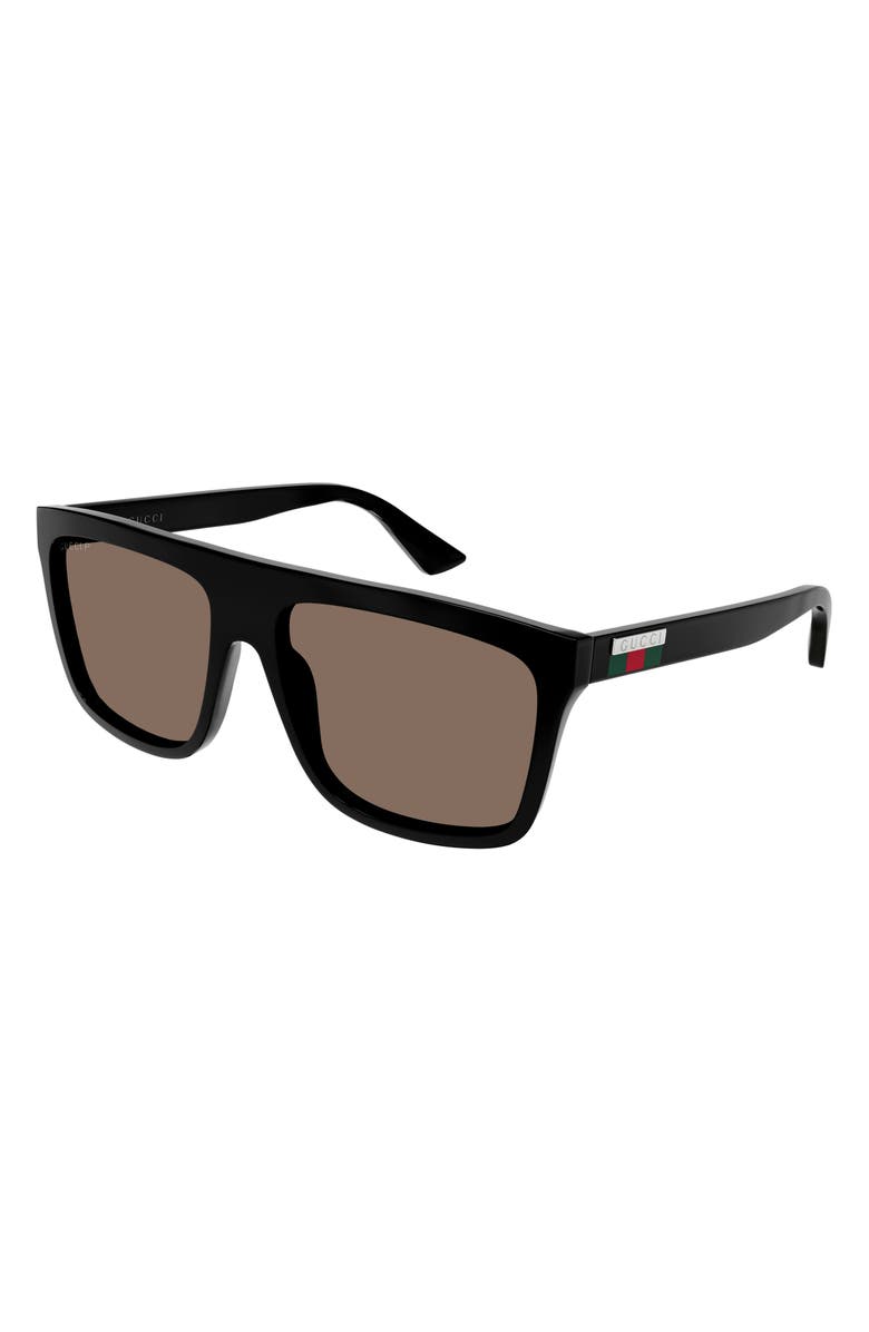 Gucci 59mm Polarized Square Sunglasses, Alternate, color,