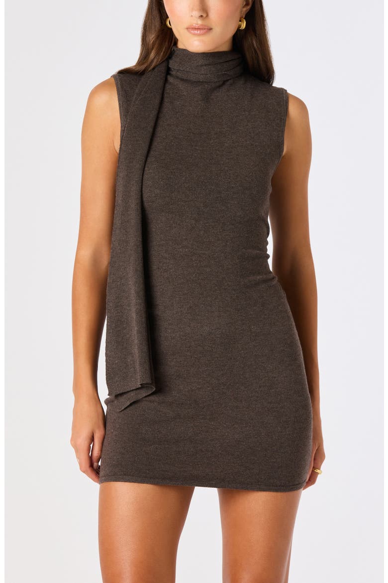 Annie Minidress with Scarf Detail, Alternate, color, TRUFFLE