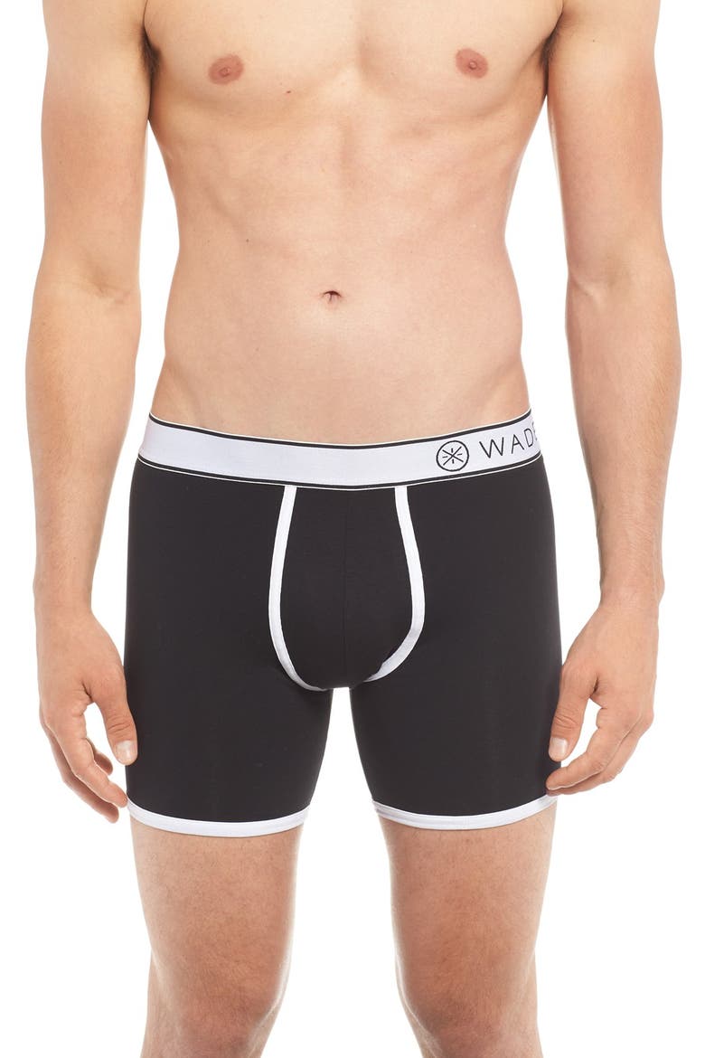Wade Stretch Cotton Boxer Briefs, Alternate, color, BLACK