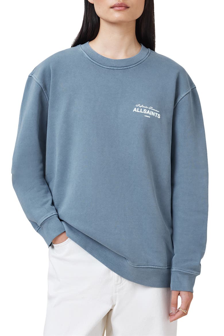 Soleil Etta Cotton Graphic Sweatshirt, Main, color, FLINT STONE BLUE