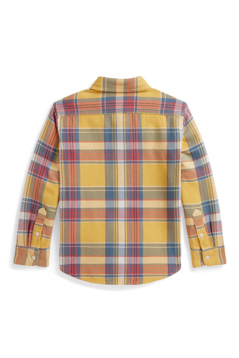 Kids' Cotton Flannel Shirt, Alternate, color, YELLOW/ DUSTY BLUE/ RED MULTI