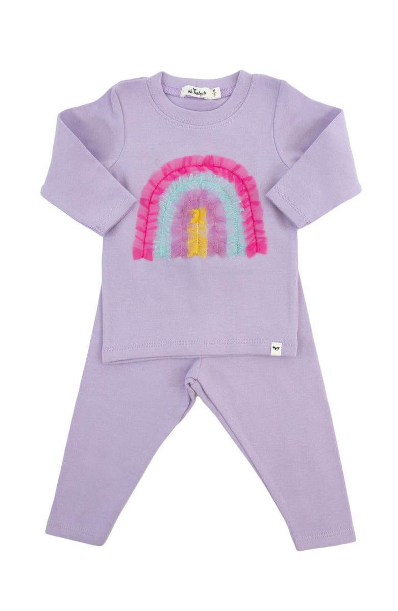 oh baby! Bright Tulle Rainbow Applique Two Piece Set, Alternate, color, Orchid