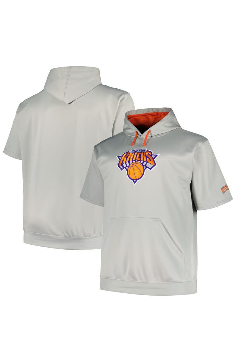 FANATICS Men's Fanatics Branded Silver New York Knicks Big & Tall Logo Pullover Hoodie, Alternate, color, Silver