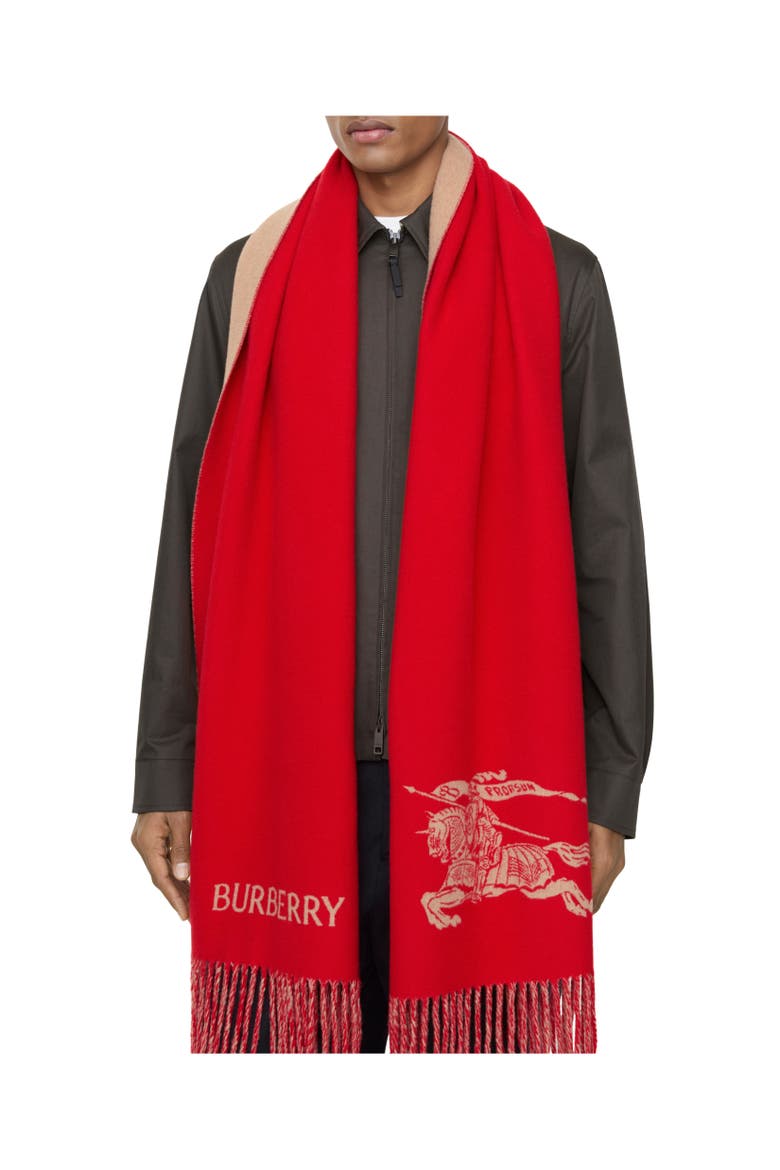 Reversible Knight Cashmere Scarf, Alternate, color, Pillar red/camel beige