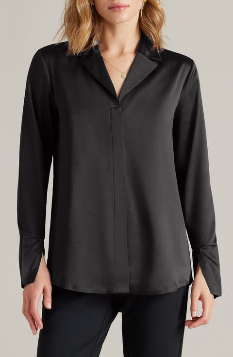 Notch Collar Party Blouse