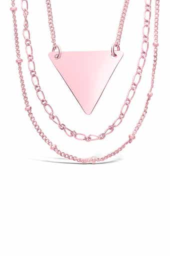 Rose Gold Plated Triple Chain Layered Triangle Necklace
