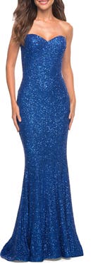 La Femme Strapless Sweetheart Luxe Sequin Gown