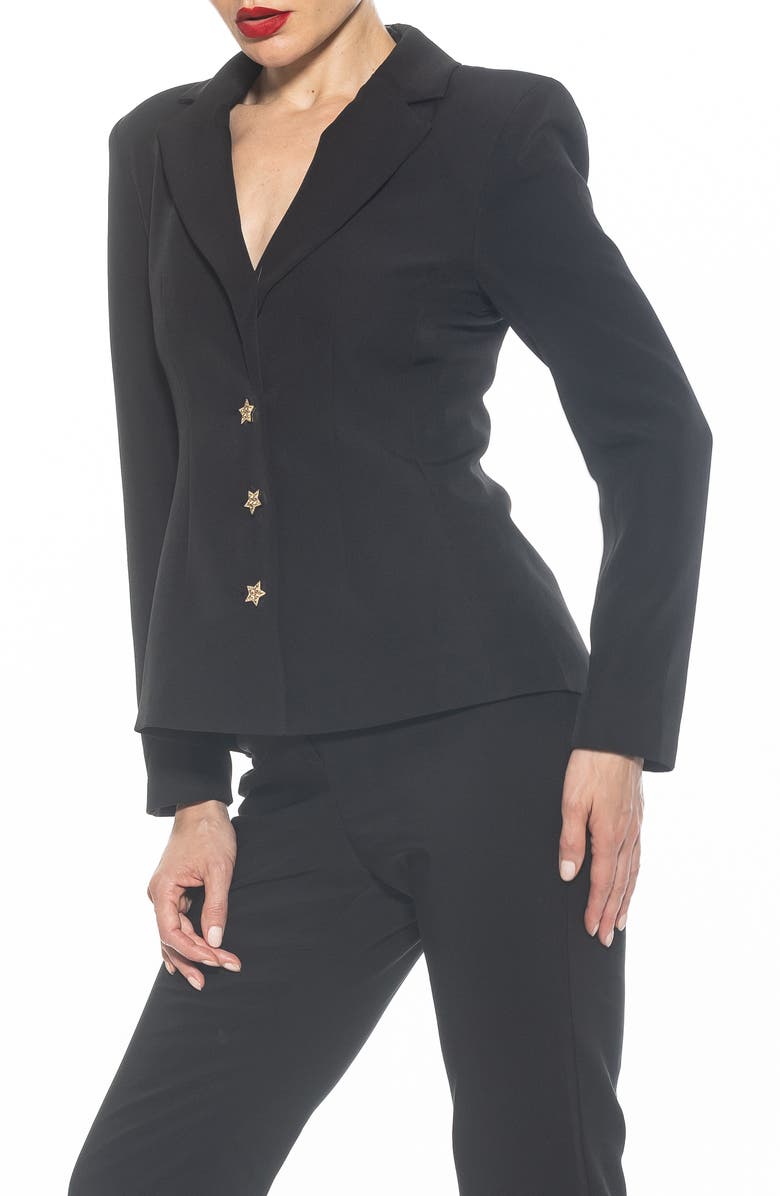 Alexia Admor Gwen Jacket Star Button Blazer, Alternate, color, Black