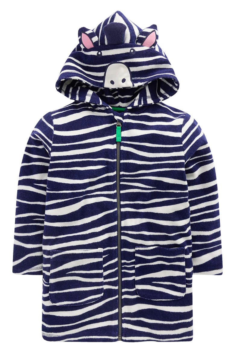Kids' Fun Towelling Zip-Up Cover-Up, Main, color, ZEBRA