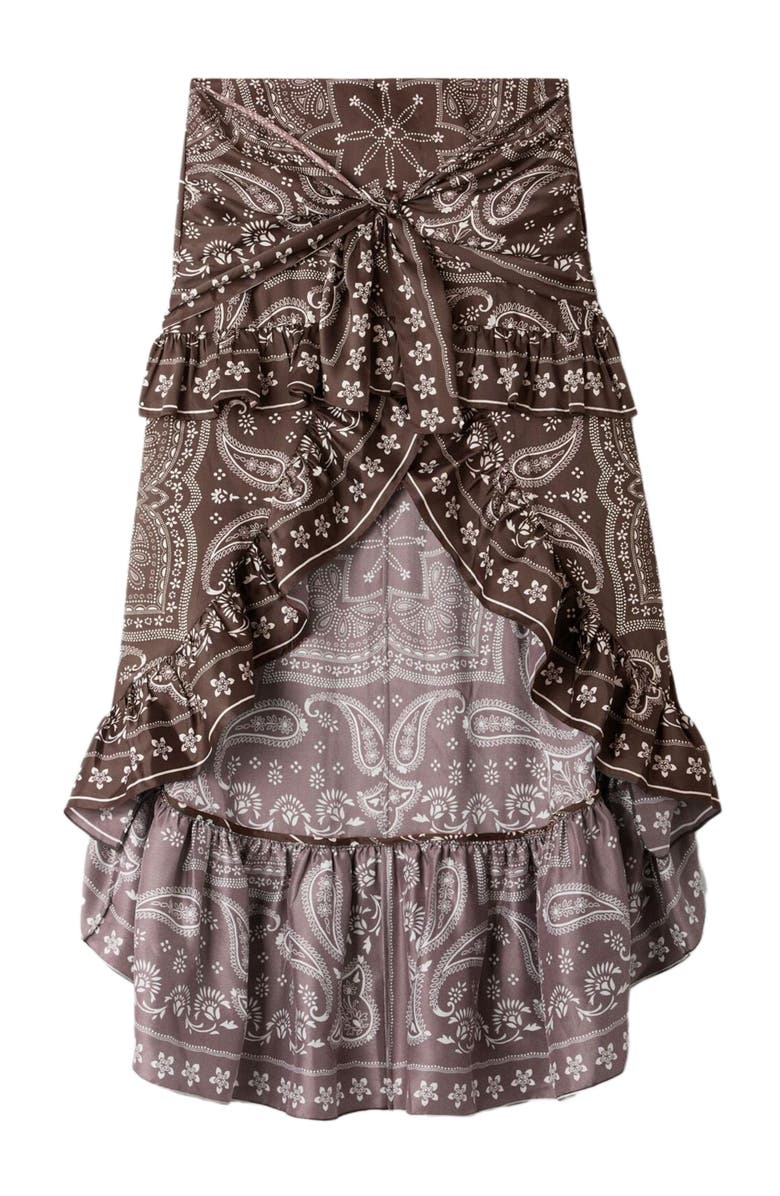 SANDRO Bandana print short skirt, Alternate, color, Taupe / White